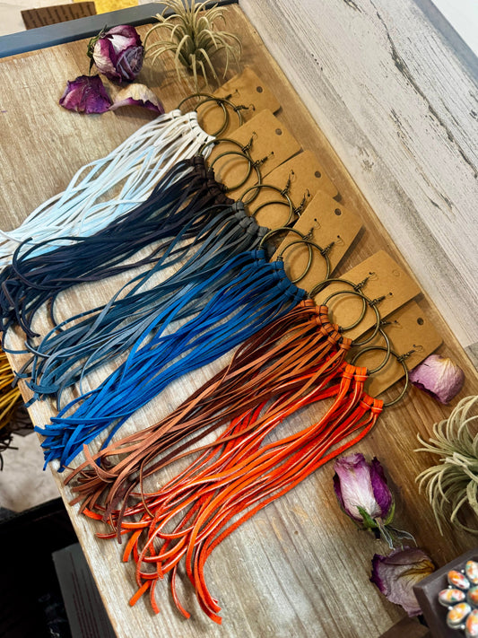 11 options Deer Skin Leather Hoop Earrings – 11"