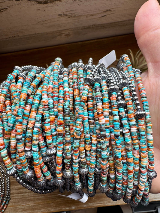 Sterling Silver Pearl Choker with Extra Turquoise & Spiny Oyster