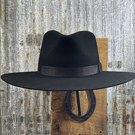 BLACK Pinch Front Fedora Style Wool Hat