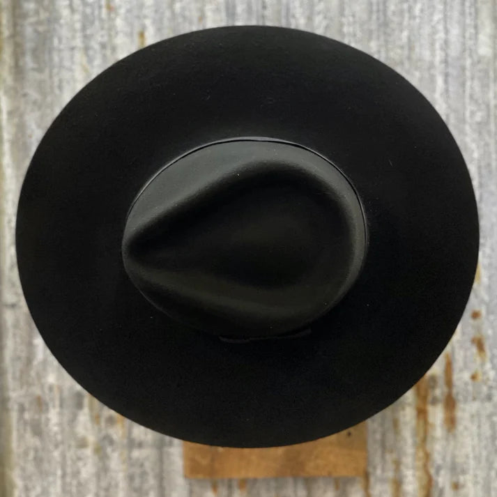 BLACK Pinch Front Fedora Style Wool Hat