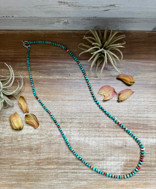 33” Graduated Turquoise & Spiny Oyster Necklace
