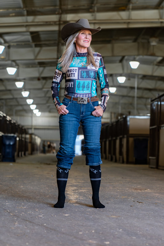 Retro Lucky Chuck Black/White Performance Boot Socks