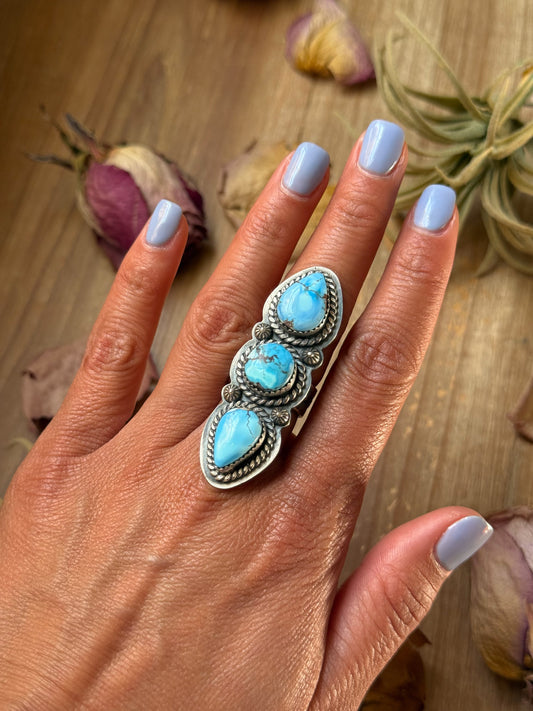 Sterling Silver Golden Hill Turquoise Adjustable Ring