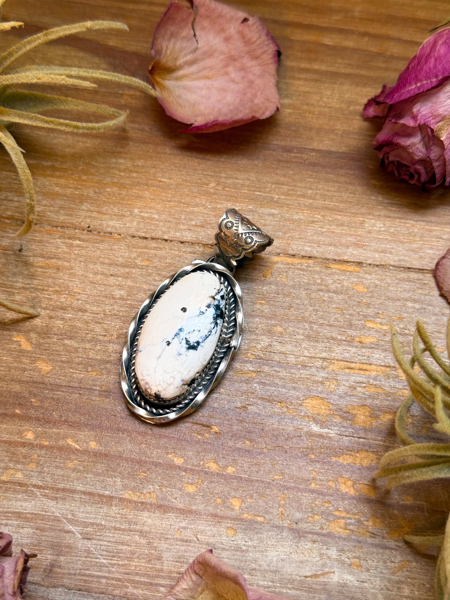 Sterling Silver White Buffalo Pendant