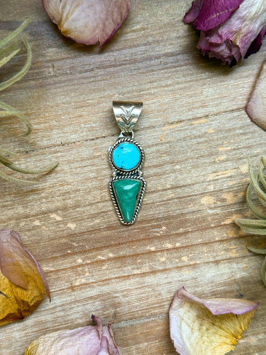 peSterling Silver Golden Hill & Green Turquoise Pendant –