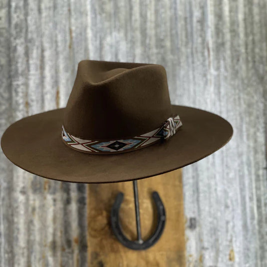 BROWN Pinch Front Fedora Style Wool Hat